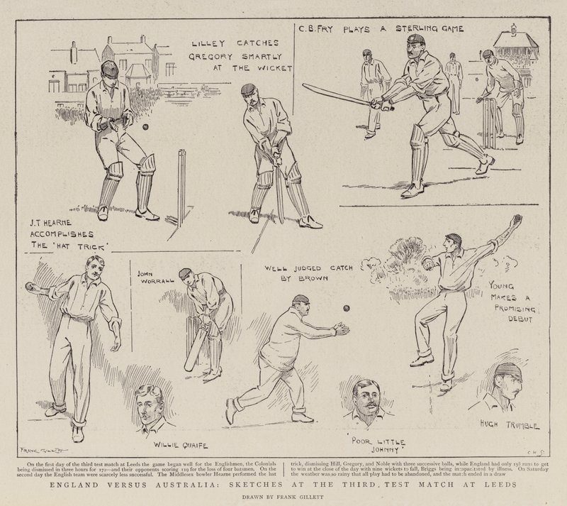 England versus Australia, Sketches at the Third Test Match at Leeds by Frank Gillett