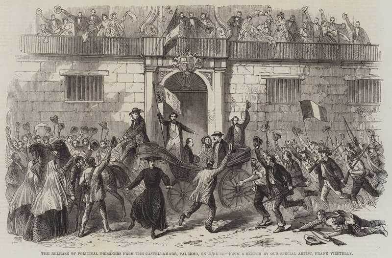 The Release of Political Prisoners from the Castellamare, Palermo, on 19 June by Frank Vizetelly