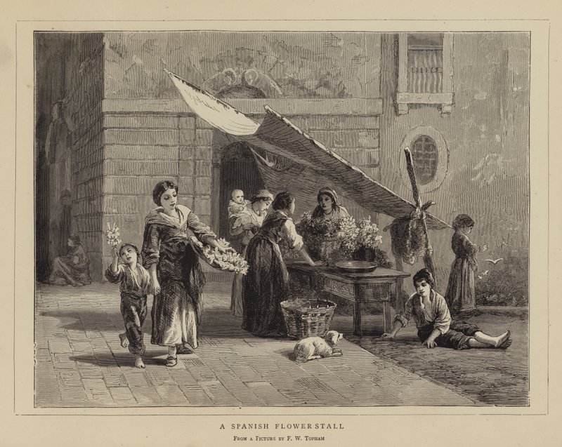 A Spanish Flowerstall by Frank William Warwick Topham