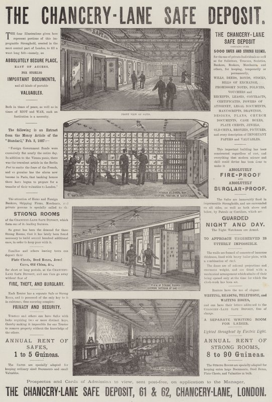 Advertisement, The Chancery-Lane Safe Deposit by Frank Watkins