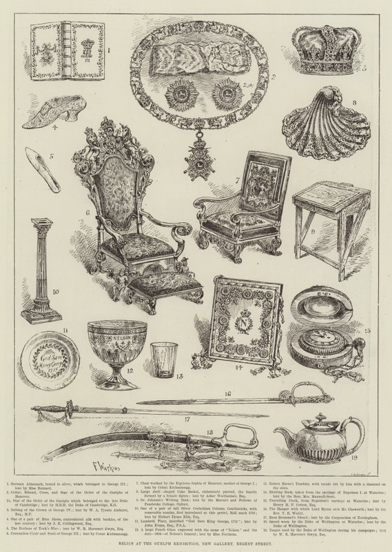 Relics at the Guelph Exhibition, New Gallery, Regent Street by Frank Watkins