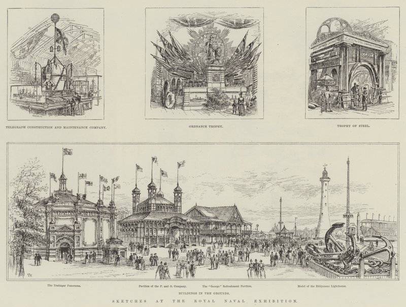 Sketches at the Royal Naval Exhibition by Frank Watkins