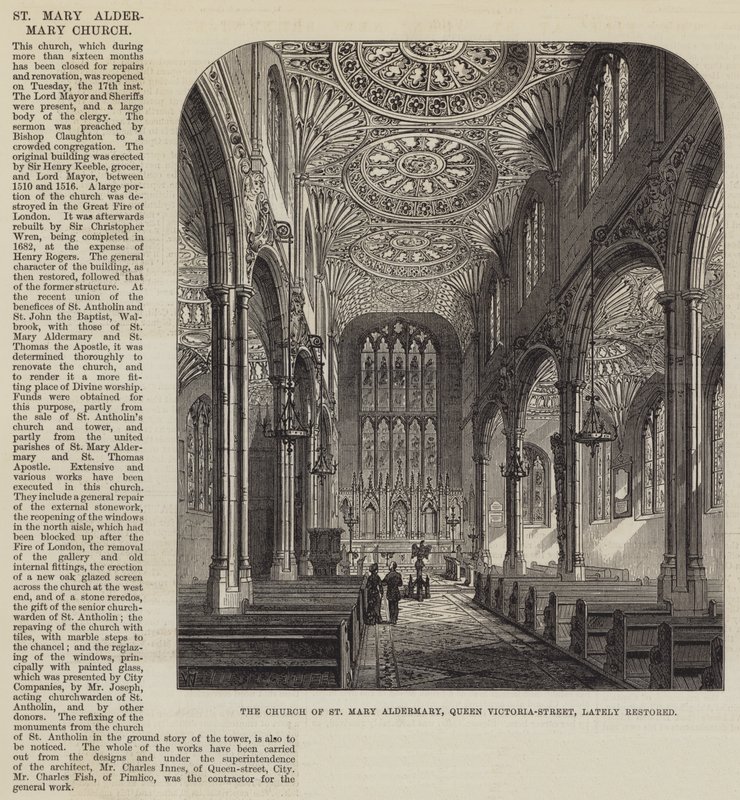 The Church of St Mary Aldermary, Queen Victoria-Street, Lately Restored by Frank Watkins