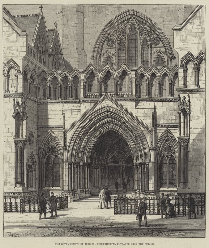The Royal Courts of Justice, the Principal Entrance from the Strand by Frank Watkins