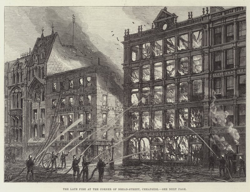 The Late Fire at the Corner of Bread-Street, Cheapside by Frank Watkins