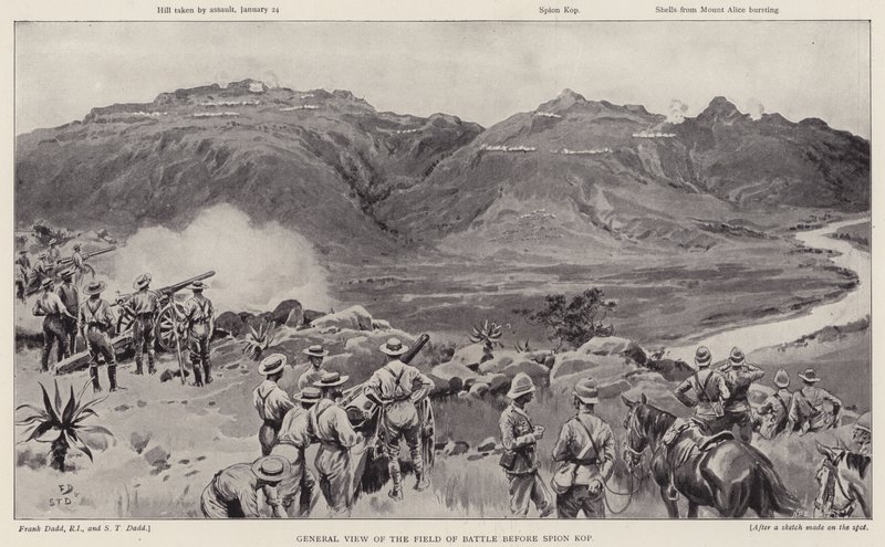 General view of the field of battle before Spion Kop by Frank (after) Dadd