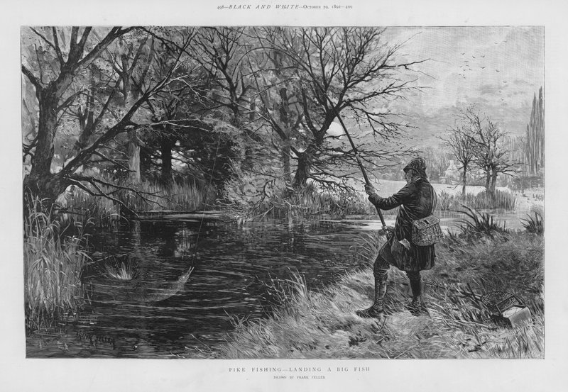 Pike Fisherman Landing a Big Fish by Frank (after) Feller
