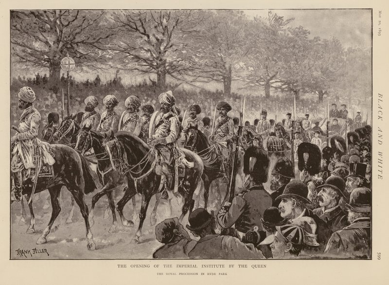 Queen Victoria and the procession passing through Hyde Park to open the Imperial Institute by Frank (after) Feller