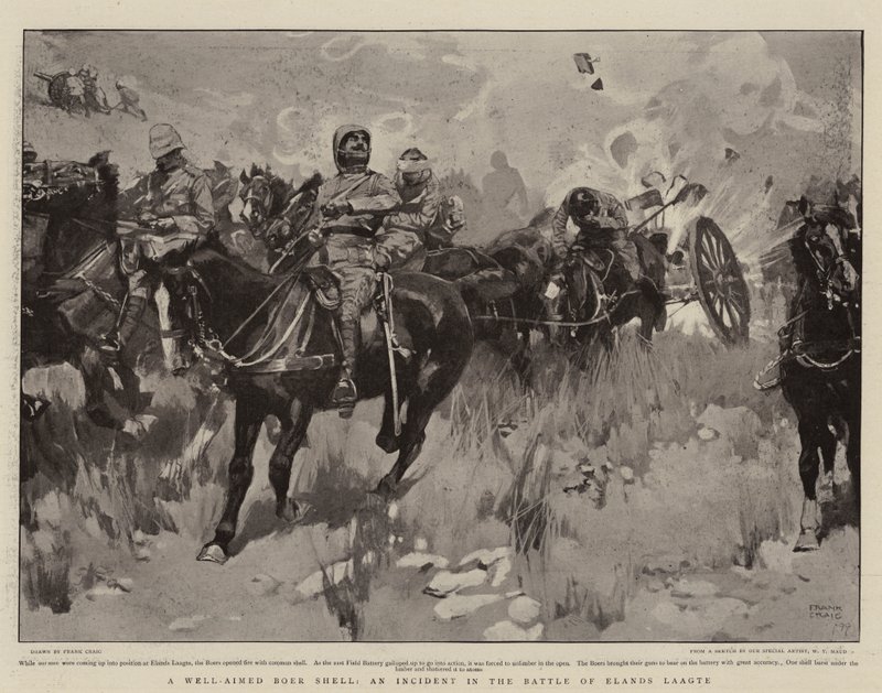 A Well-Aimed Boer Shell, an Incident in the Battle of Elands Laagte by Frank Craig