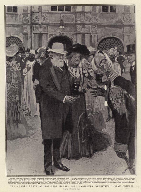 The Garden Party at Hatfield House, Lord Salisbury Receiving Indian Princes by Frank Craig