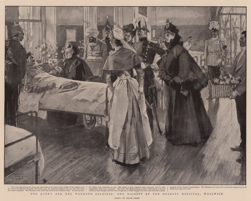 The Queen and her Wounded Soldiers, Her Majesty at the Herbert Hospital, Woolwich by Frank Craig