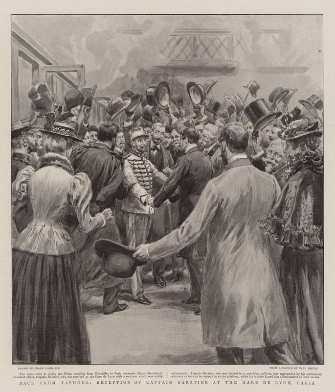 Back from Fashoda, Reception of Captain Baratier at the Gare de Lyon, Paris by Frank Dadd