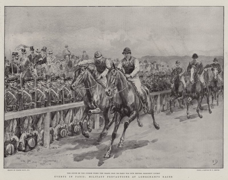 Events in Paris, Military Precautions at Longchamps Races by Frank Dadd