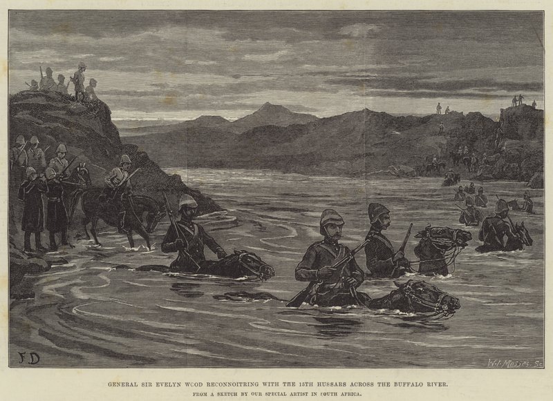 General Sir Evelyn Wood Reconnoitring with the 15th Hussars across the Buffalo River by Frank Dadd