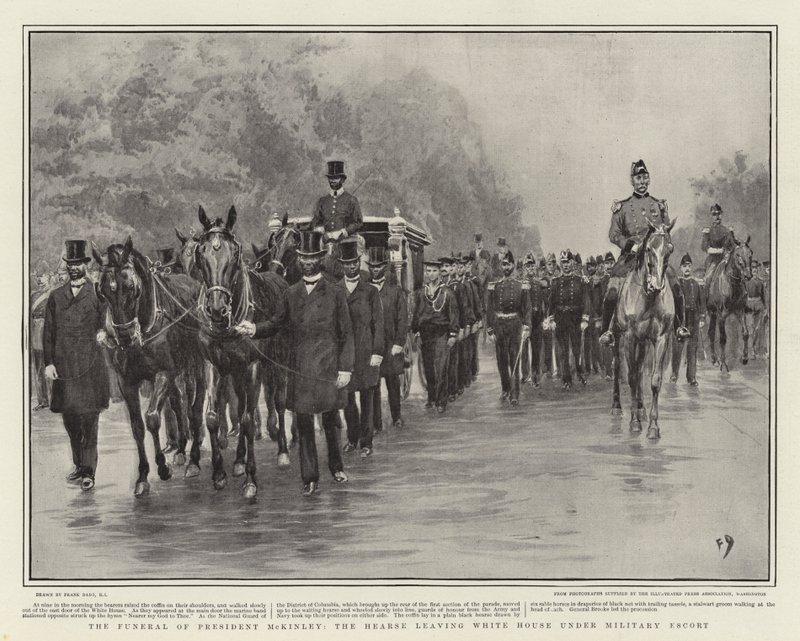 The Funeral of President McKinley, the Hearse Leaving White House under Military Escort by Frank Dadd
