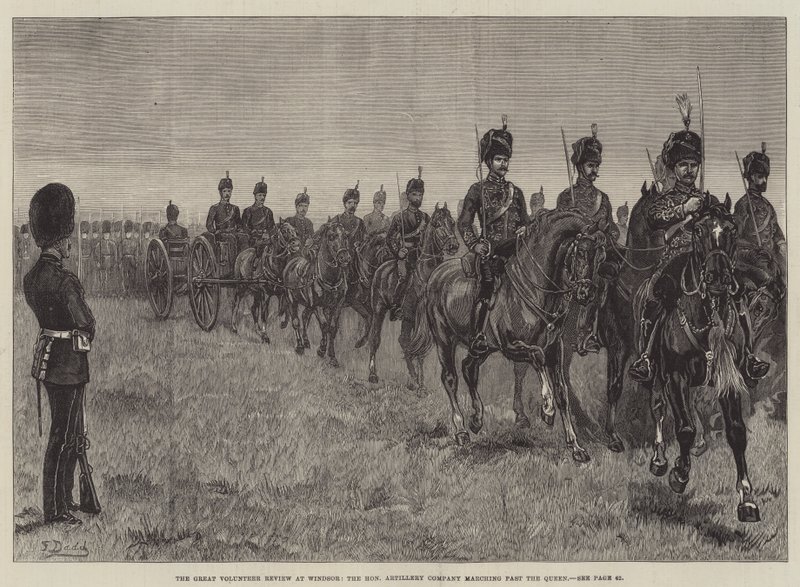 The Great Volunteer Review at Windsor, the Honourable Artillery Company marching past the Queen by Frank Dadd