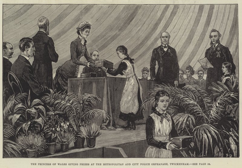 The Princess of Wales Giving Prizes at the Metropolitan and City Police Orphanage, Twickenham by Frank Dadd