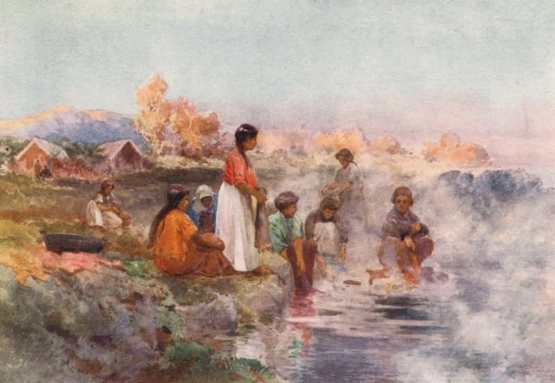 New Zealand: Maori Washing-day, Ohinemutu by Frank H Wright