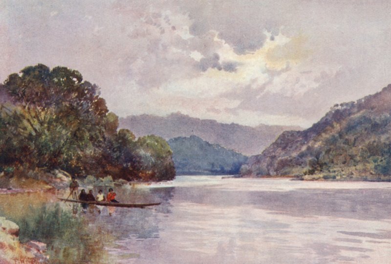 New Zealand: Morning on the Wanganui River by Frank H Wright