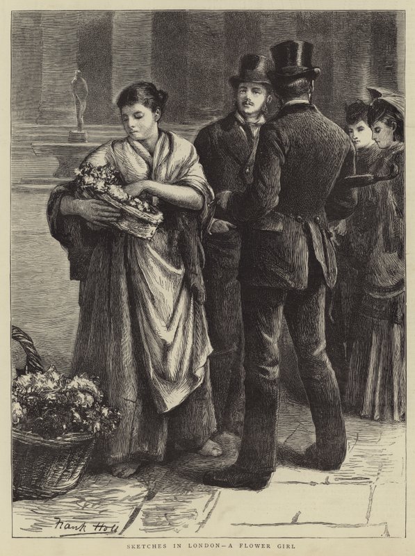Sketches in London, a Flower Girl by Frank Holl