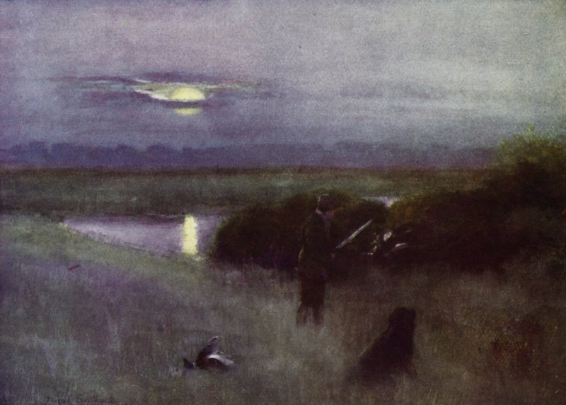 Norfolk Broads: Moonrise, at Flight by Frank Southgate