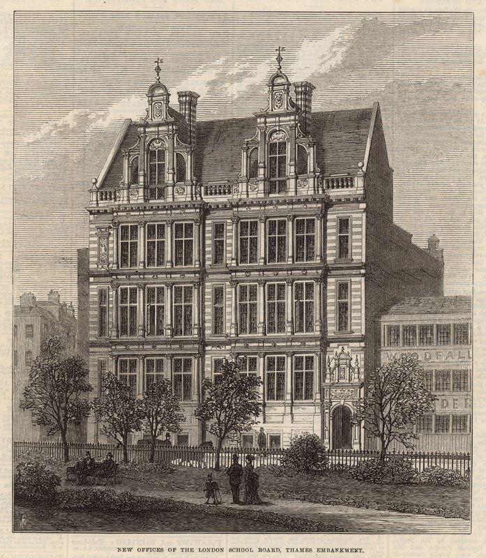 New offices of the London School Board, Thames Embankment by Frank Watkins