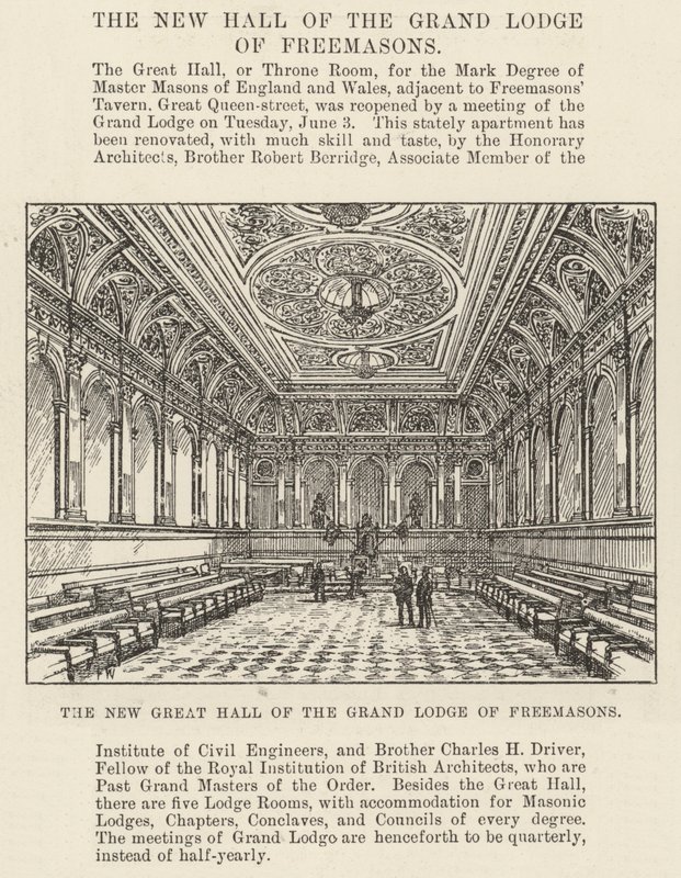 The New Great Hall of the Grand Lodge of Freemasons by Frank Watkins