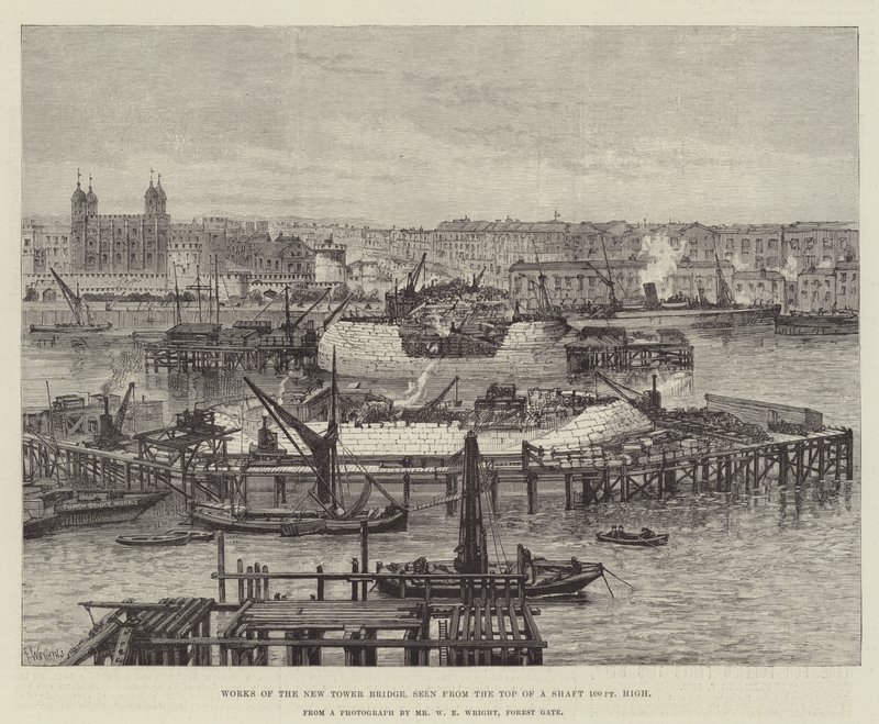Works of the New Tower Bridge, seen from the Top of a Shaft 100ft High by Frank Watkins