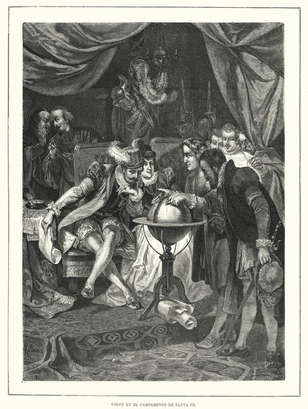 Christopher Columbus in the camp of Santa Fe, Spain by Franz (after) Kollarz