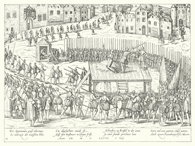 Execution of Counts Egmont and Horn in Brussels by Franz Hogenberg