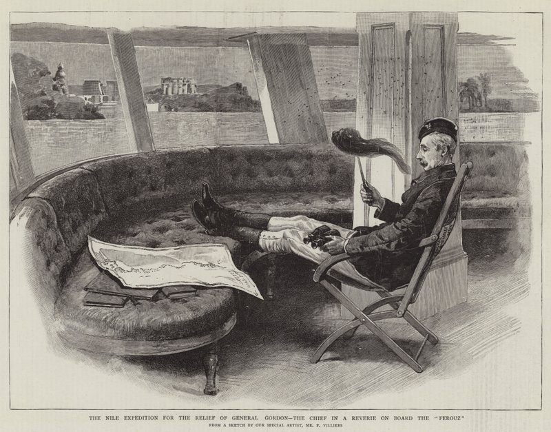 The Nile Expedition for the Relief of General Gordon, the Chief in a Reverie on Board the Ferouz by Frederic Villiers