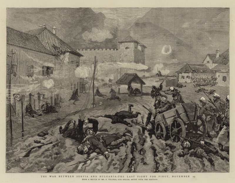 The War Between Servia and Bulgaria, the Last Fight for Pirot, 27 November by Frederic Villiers