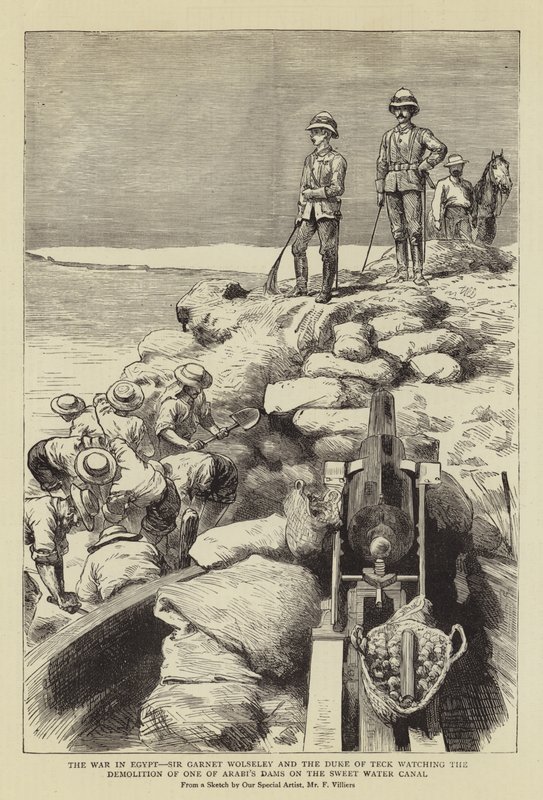 The War in Egypt, Sir Garnet Wolseley and the Duke of Teck Watching the Demolition of One of Arabi