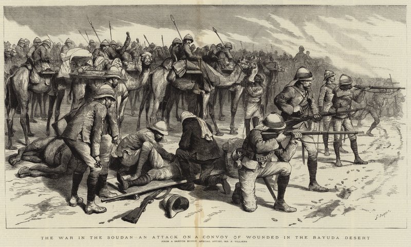 The War in the Sudan, an Attack on a Convoy of Wounded in the Bayuda Desert by Frederic Villiers