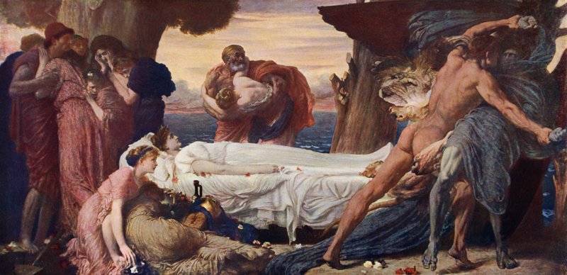 Hercules Wrestling with Death for the Body of Alcestis by Frederic (after) Leighton