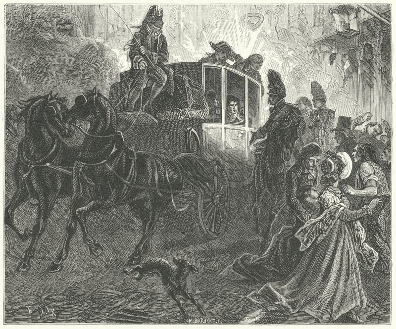 Assassination attempt against Napoleon, Paris by Frederic Theodore (after) Lix