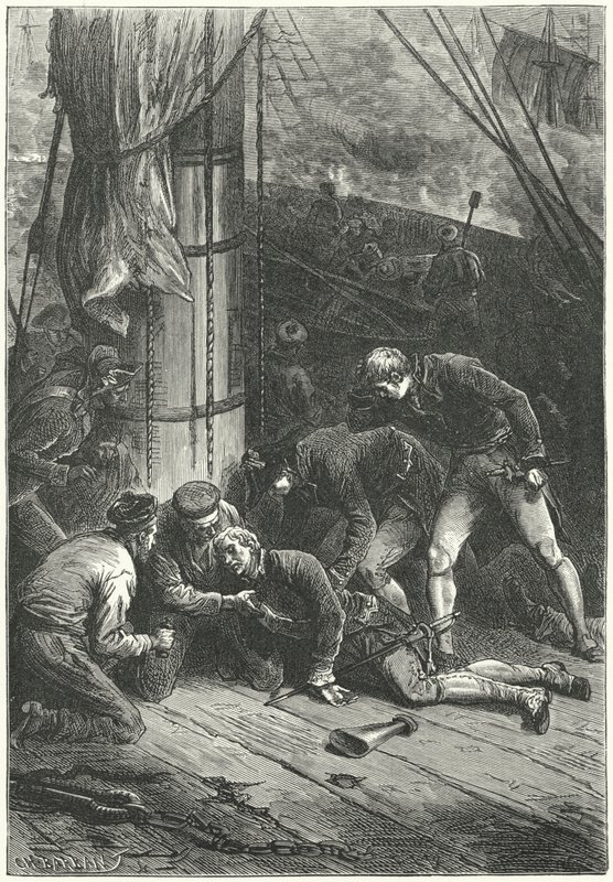 Death of Admiral Lord Nelson at the Battle of Trafalgar by Frederic Theodore (after) Lix
