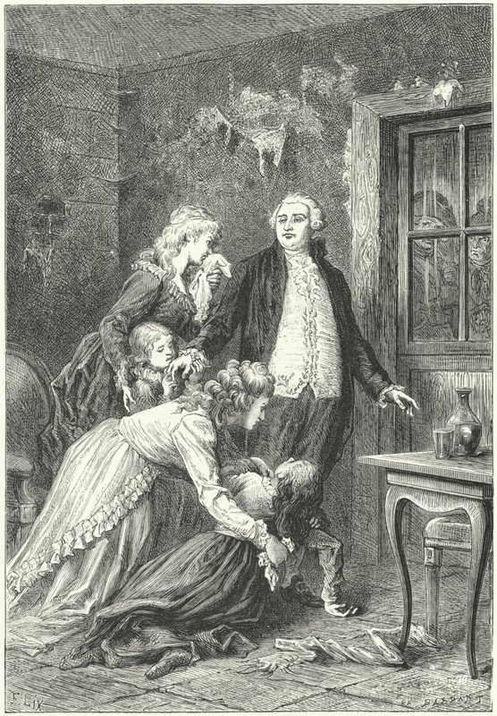 Louis XVI saying goodbye to his family before his execution by Frederic Theodore (after) Lix