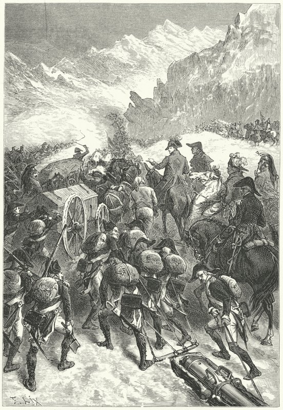 Napoleon leading his army over the Alps by Frederic Theodore (after) Lix