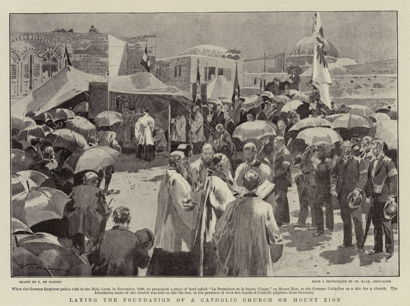 Laying the Foundation of a Catholic Church on Mount Zion by Frederic de Haenen