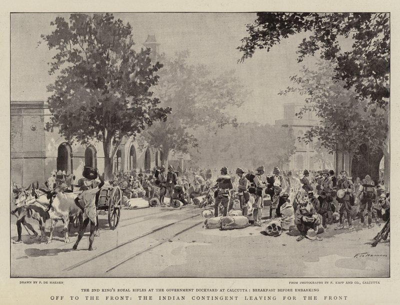 Off to the Front, the Indian Contingent Leaving for the Front by Frederic de Haenen