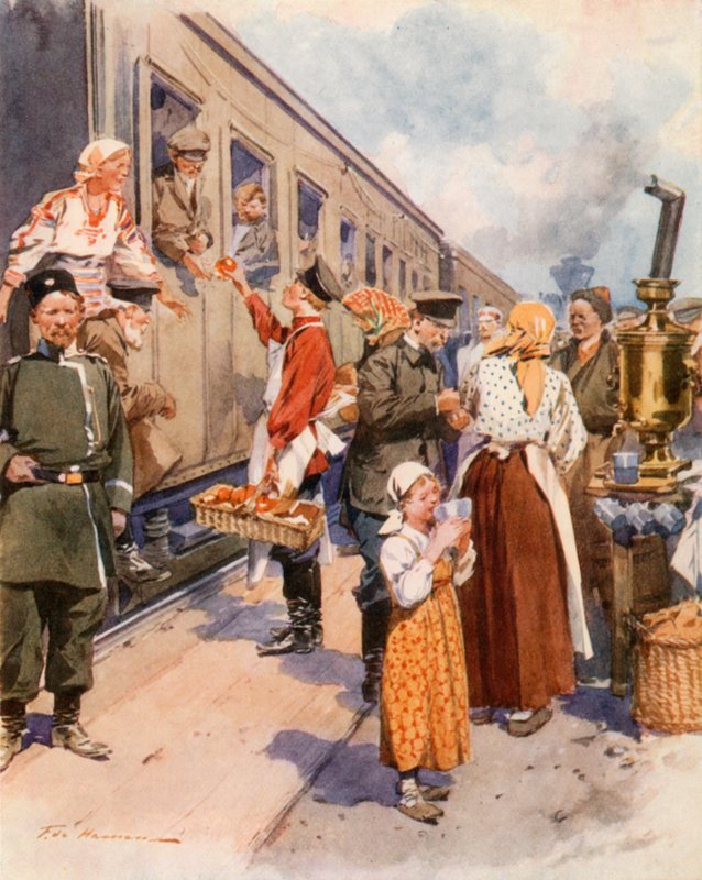 Tea-Sellers at a Country Railway Station by Frederic de Haenen