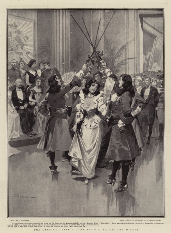 The Carnival Ball at the Palace, Malta, the Minuet by Frederic de Haenen