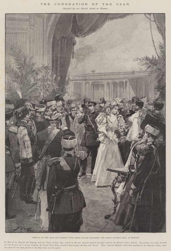The Coronation of the Czar, Arrival of the Czar and Czarina with their Infant Daughter, the Grand Duchess Olga, at Moscow by Frederic de Haenen