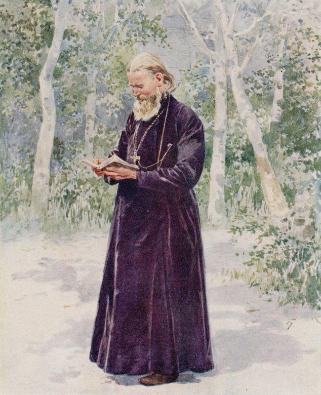 The Late Father John of Cronstadt in his Garden by Frederic de Haenen