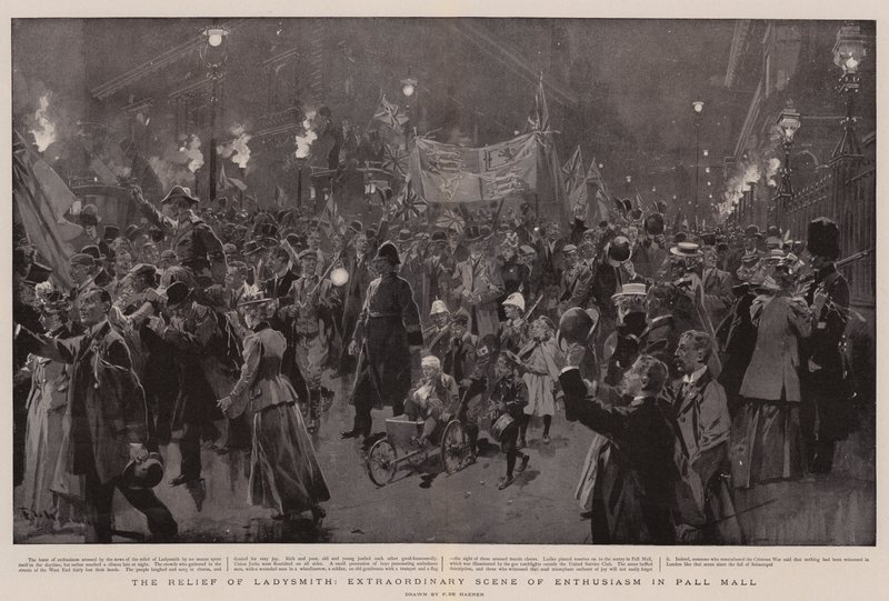 The Relief of Ladysmith, Extraordinary Scene of Enthusiasm in Pall Mall by Frederic de Haenen