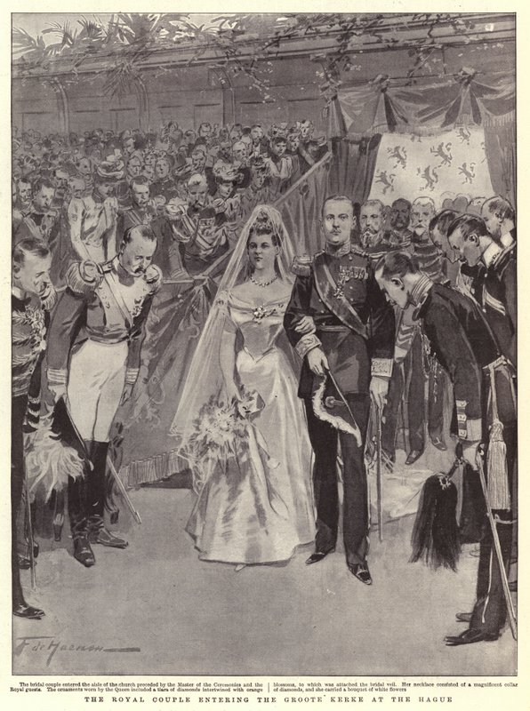 The Royal Couple entering the Groote Kerke at the Hague by Frederic de Haenen