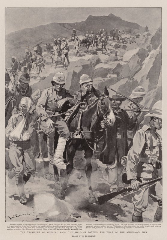 The Transport of Wounded from the Field of Battle, the Work of the Ambulance Men by Frederic de Haenen
