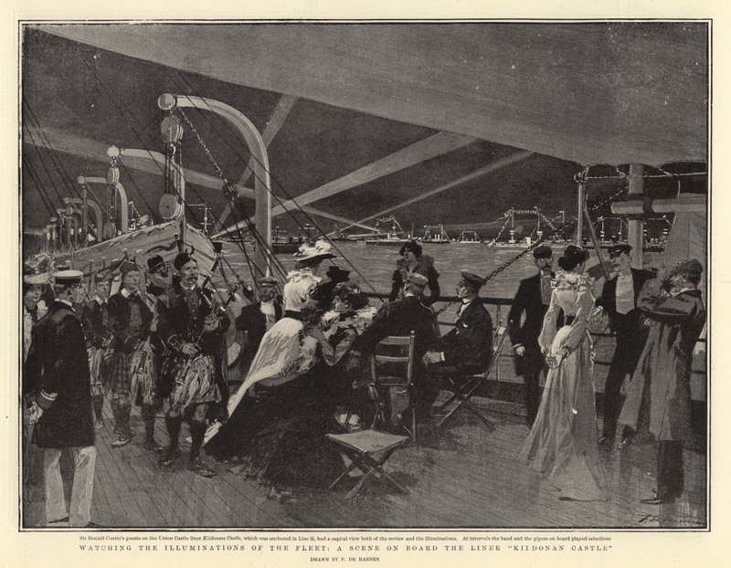 Watching the Illuminations of the Fleet, a Scene on Board the Liner Kiidonan Castle by Frederic de Haenen