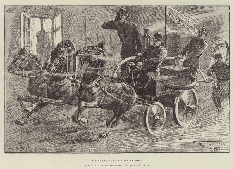 A Fire-Engine in a Siberian Town by Frederick Pegram